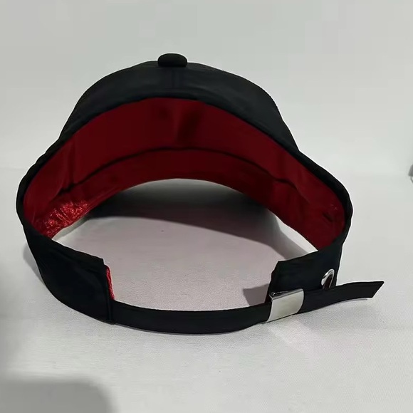 Black Nylon ”ATL" Rhinestone Logo Open Back baseball Cap with Red satin lining - Picture 4 of 6